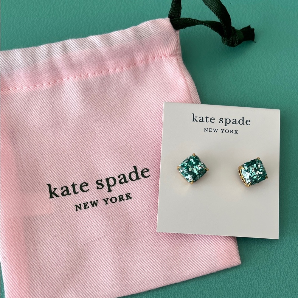 Kate Spade Teal Glitter Stud Earrings